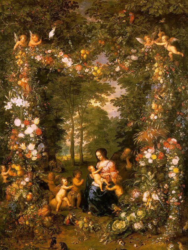 Holy Family in a Flower & Fruit Wreath