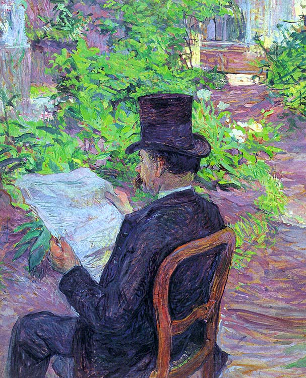 Désiré Dihau Reading a Newspaper in the Garden